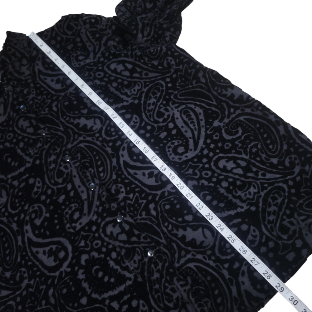 Annie Alexander Velvet Burnout Top‎ Womens 2X Black Paisley Button Front Blouse - Picture 8 of 8